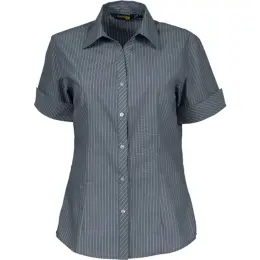 Ladies Quest Short Sleeve Blouse GreyWhite